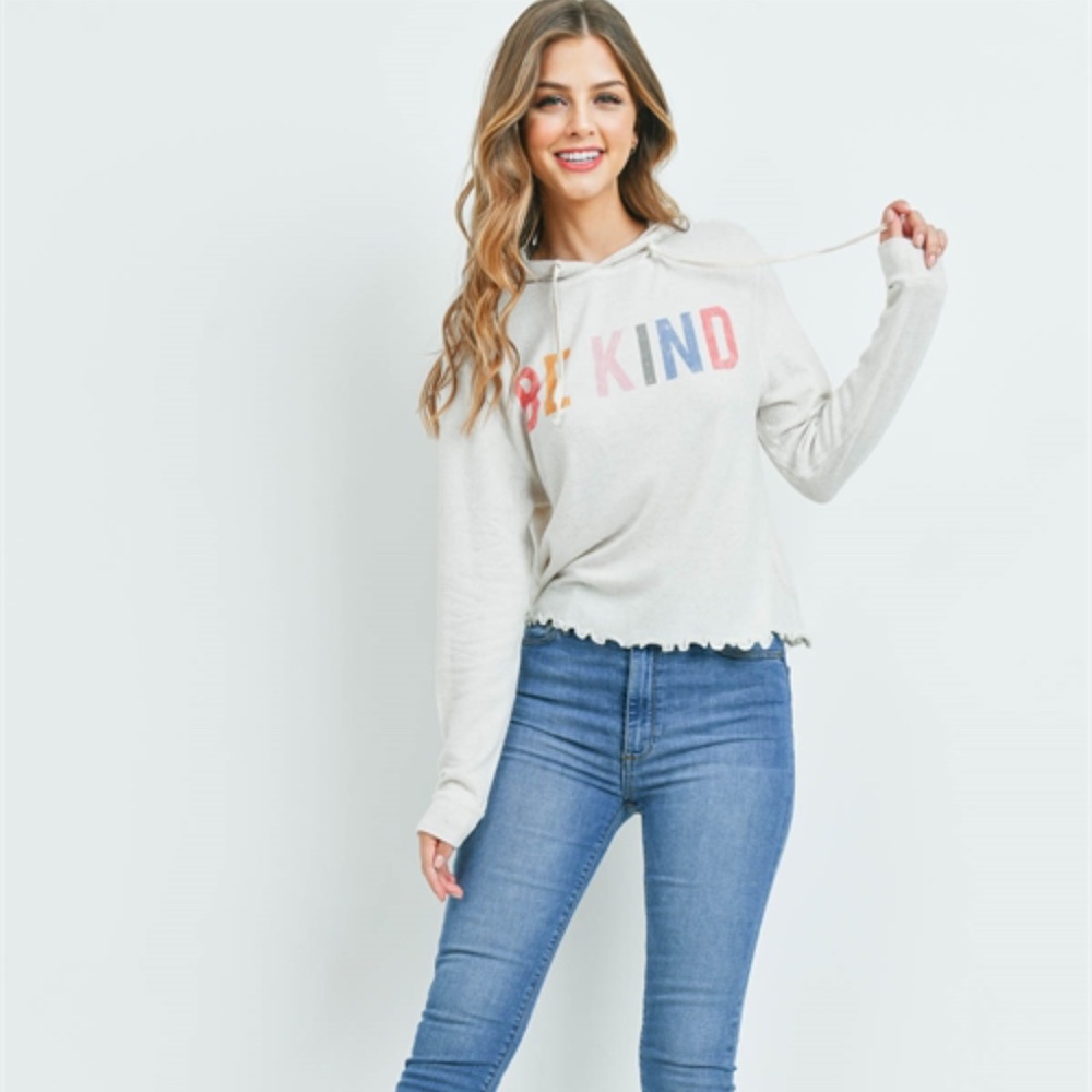"BE KIND" Statement hooded top - Picture 3 of 9